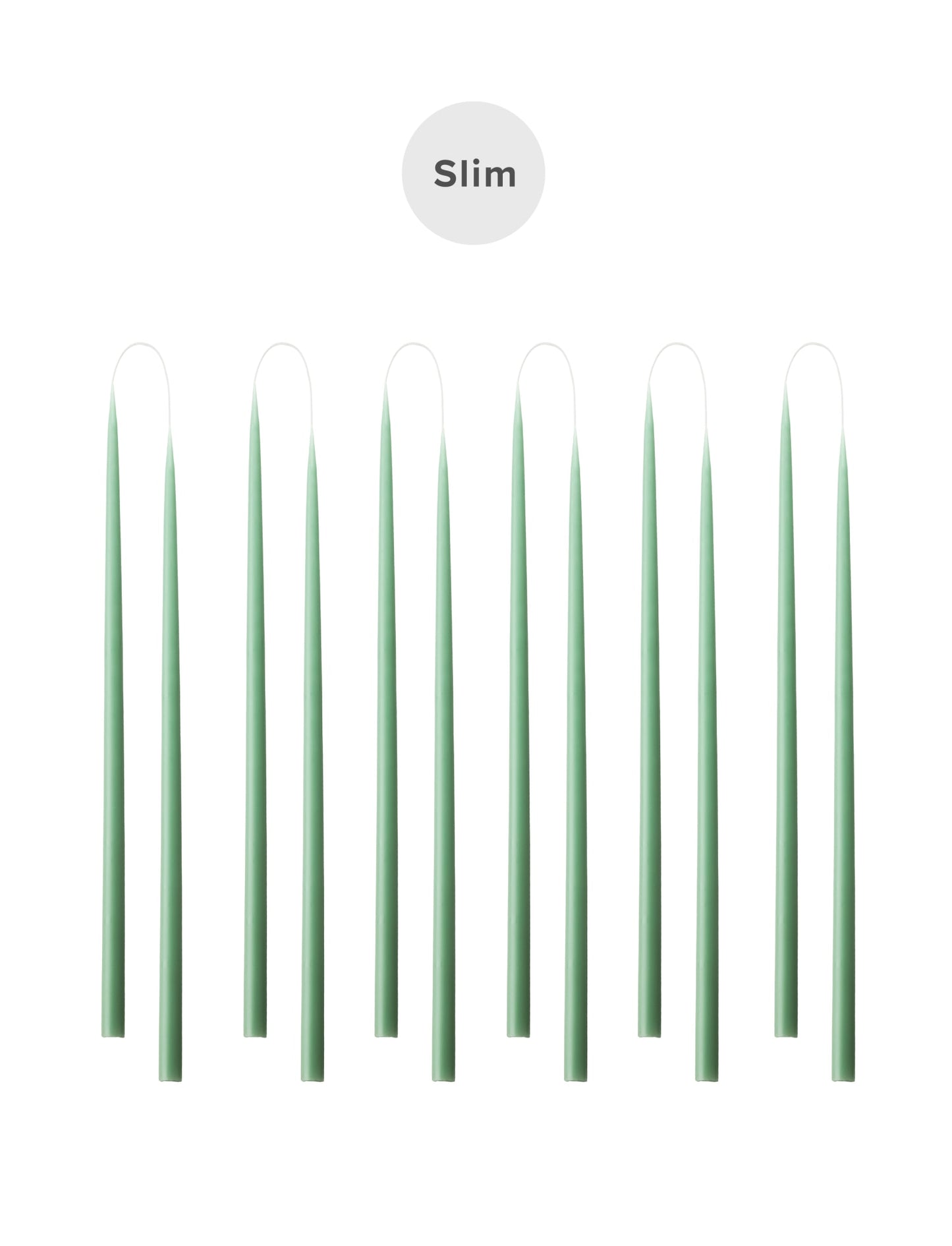 Slim coloured candle, Ø=1.3 cm H= 28 cm giftbox w. 12 pcs. - Dark Reseda Green #38
