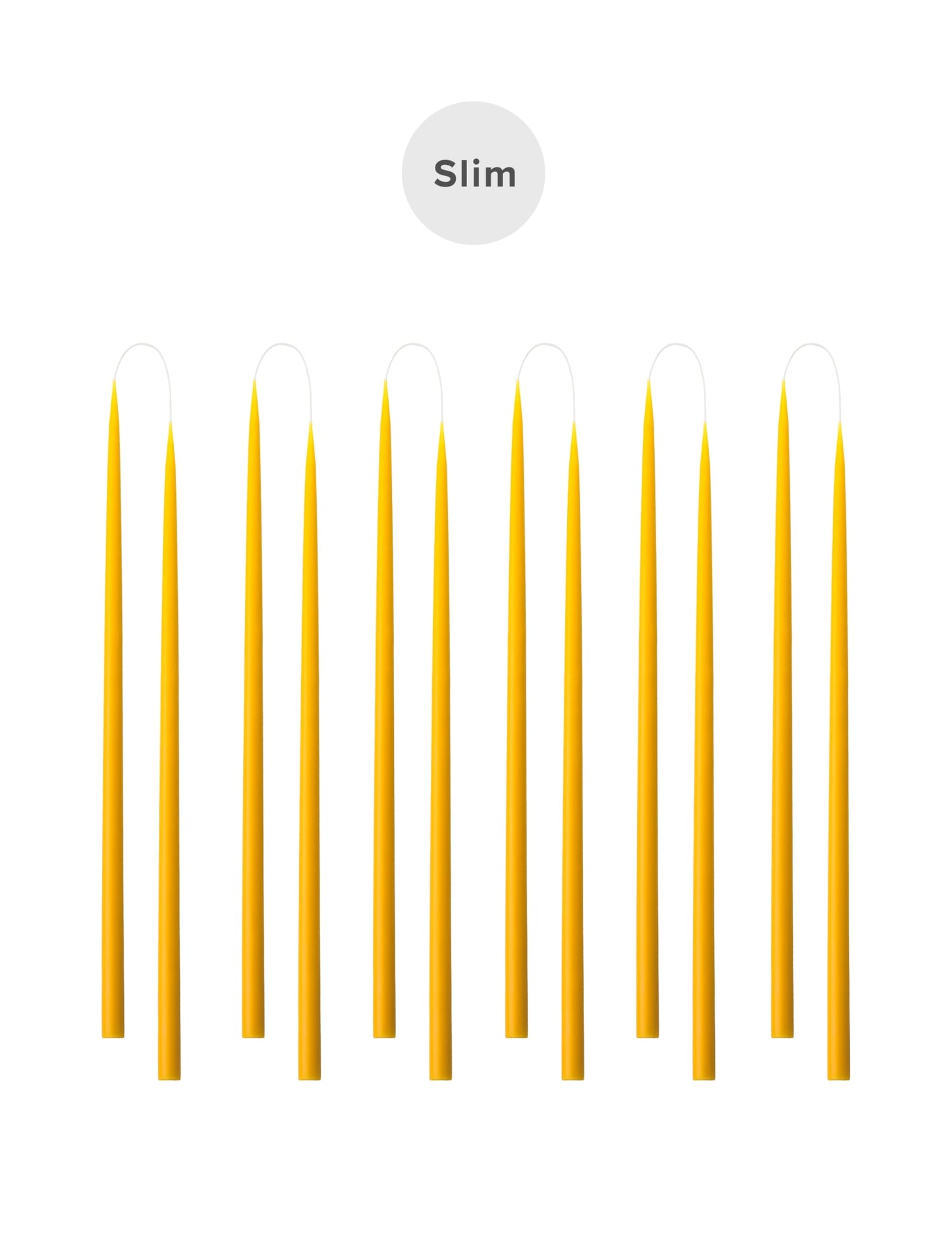 Slim coloured candle, Ø=1.3 cm H= 28 cm giftbox w. 12 pcs. - Yellow #51