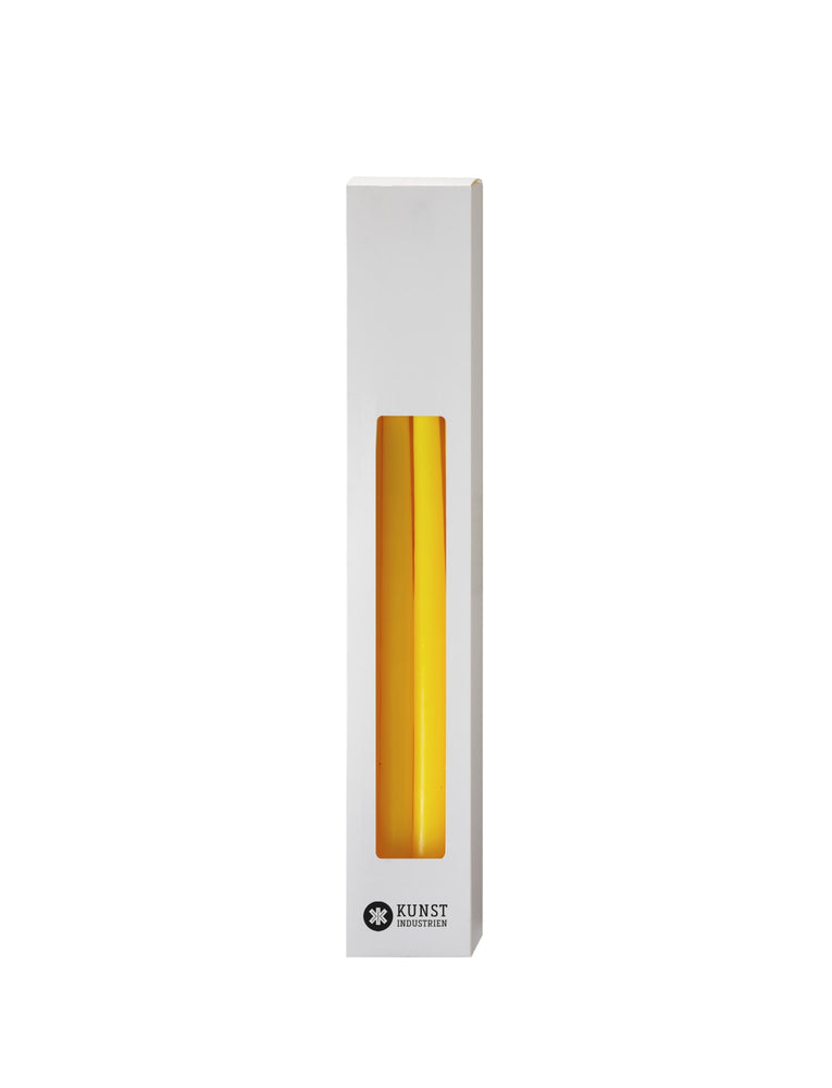 Slim coloured candle, Ø=1.3 cm H= 28 cm giftbox w. 12 pcs. - Lemon Yellow #53