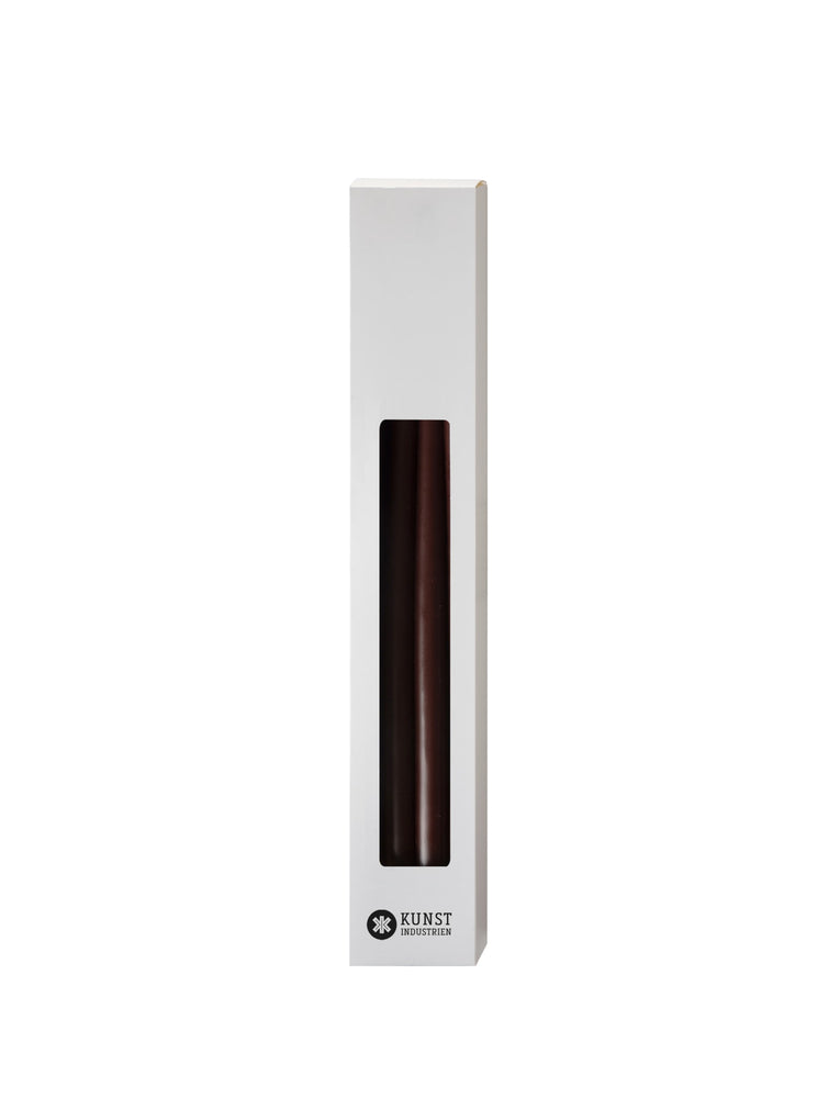 Slim coloured candle, Ø=1.3 cm H= 28 cm giftbox w. 12 pcs. - Chocolate Brown #60