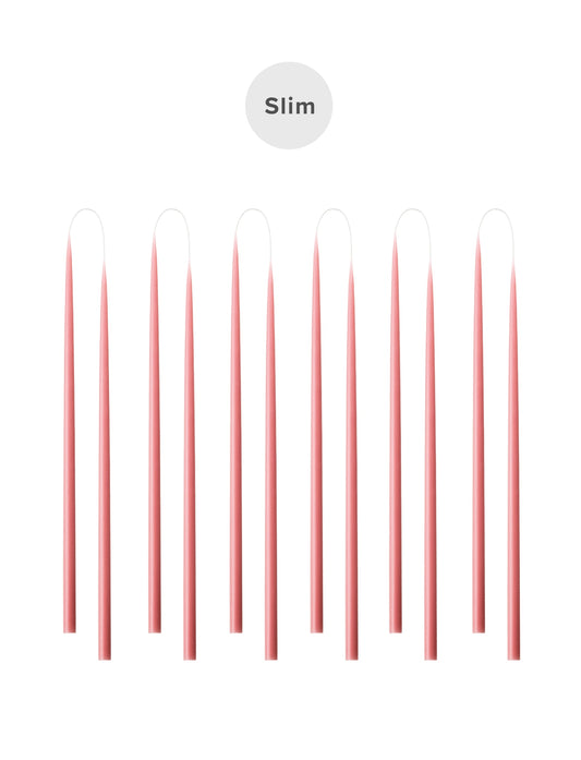 Schlanke farbige Kerze, Ø=1,3 cm H= 28 cm Geschenkbox m. 12 Stk. - Dunkles Altrosa Nr. 80