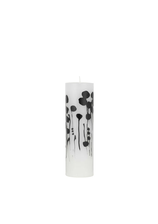Abstract Flowers - Wild Flowers - Wax Altar Candles 6 cm x 20 cm - Black