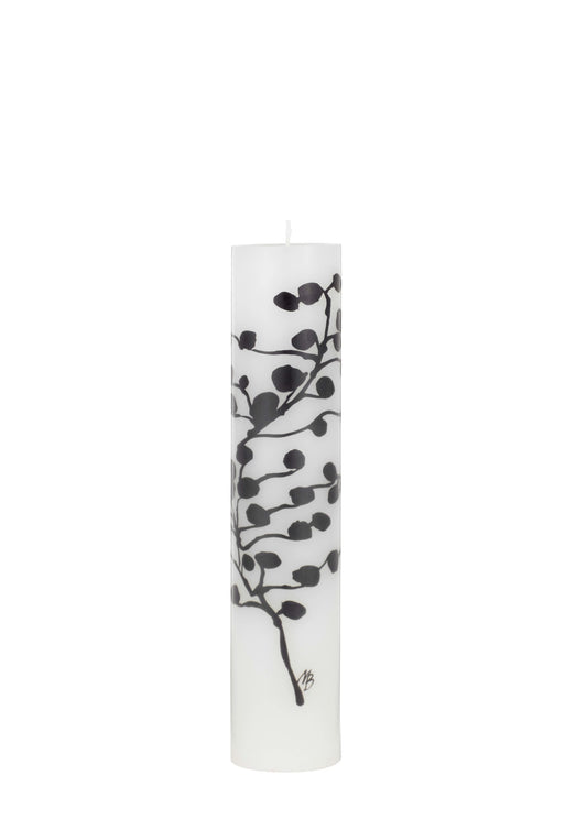 Abstract Flowers - Wild Flowers - Wax Altar Candles 6 cm x 30 cm - Black