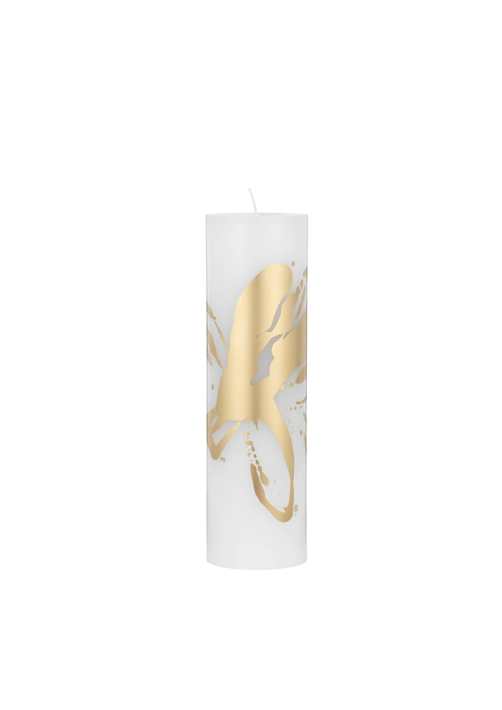 Abstract Flowers - Abstract Flowers - Wax Alter Candles 7 cm x 24 cm - Gold