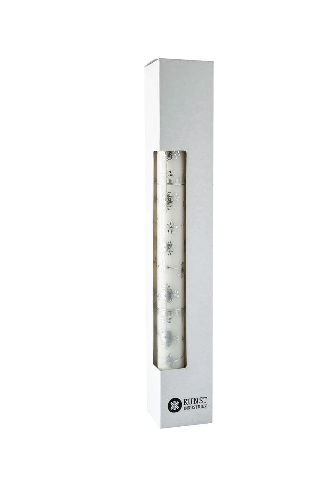 Royal Candles - Silber - Geschenkbox m. 4 Stück. - 2,3x30 cm - Silber geriffelt