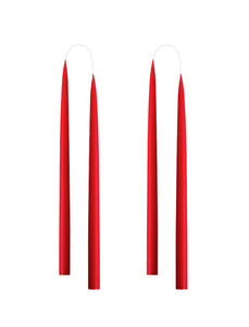 Hand dipped, dyed candle, in 4 pack - 2.2x35 cm - X-mas Red #10