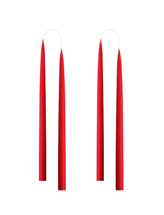 Hand dipped, dyed candle, in 4 pack - 2.2x35 cm - X-mas Red #10