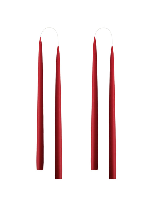 Hand dipped, dyed candle, in 4 pack - 2.2x35 cm - Dark Red #11