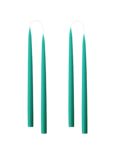 Hand dipped, dyed candle, in 4 pack - 2.2x35 cm - Turquoise #25