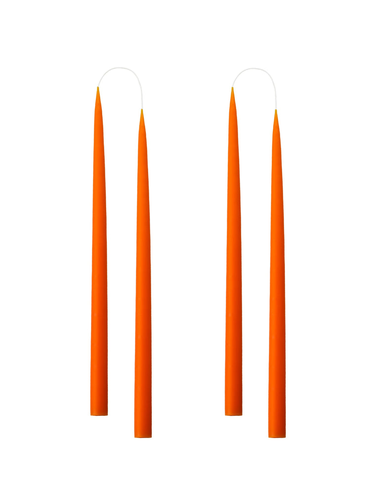 Hand dipped, dyed candle, in 4 pack - 2.2x35 cm - Orange #41