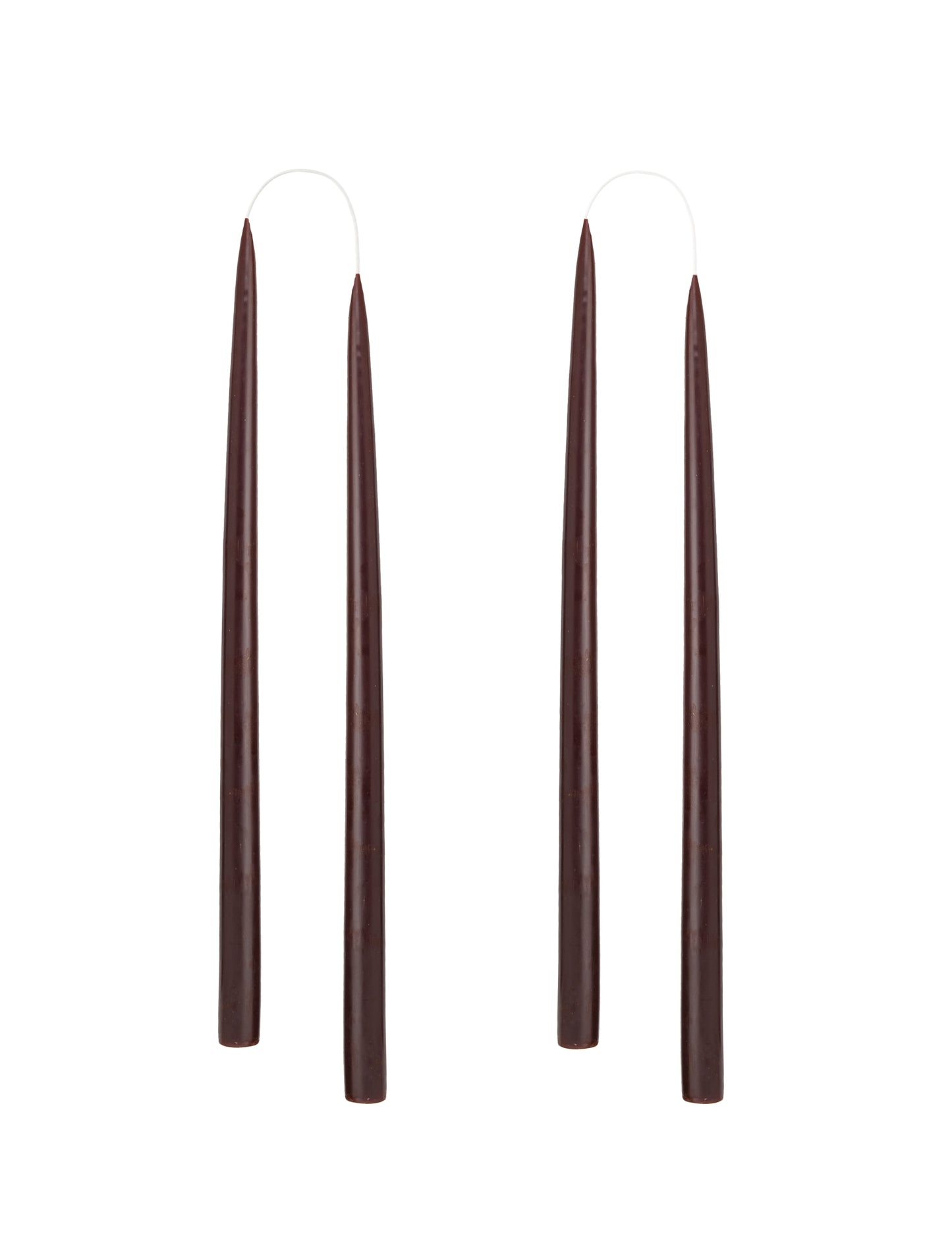 Von Hand getauchte, gefärbte Kerze, im 4er-Pack – 2,2 x 35 cm – Schokoladenbraun #60