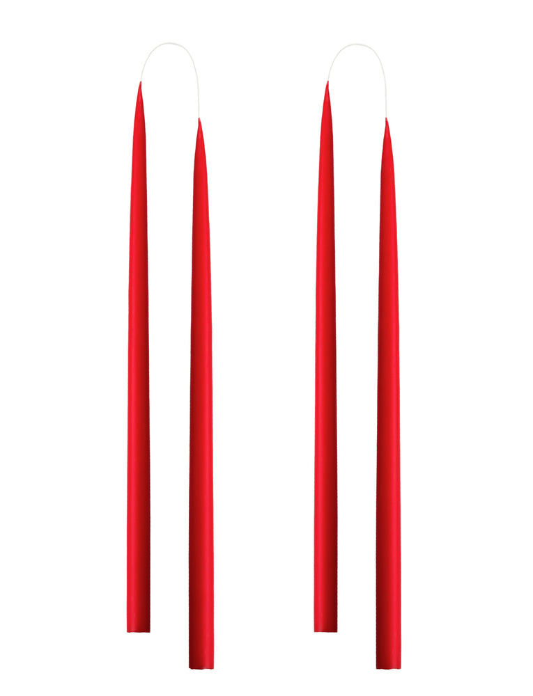 Von Hand getauchte, gefärbte Kerze, im 4er-Pack – 2,2 cm x 45 cm – X-mas Red #10