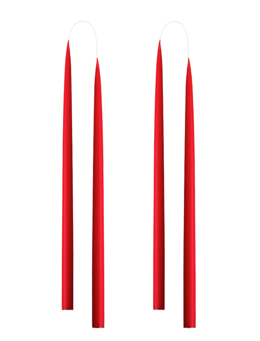 Von Hand getauchte, gefärbte Kerze, im 4er-Pack – 2,2 cm x 45 cm – X-mas Red #10