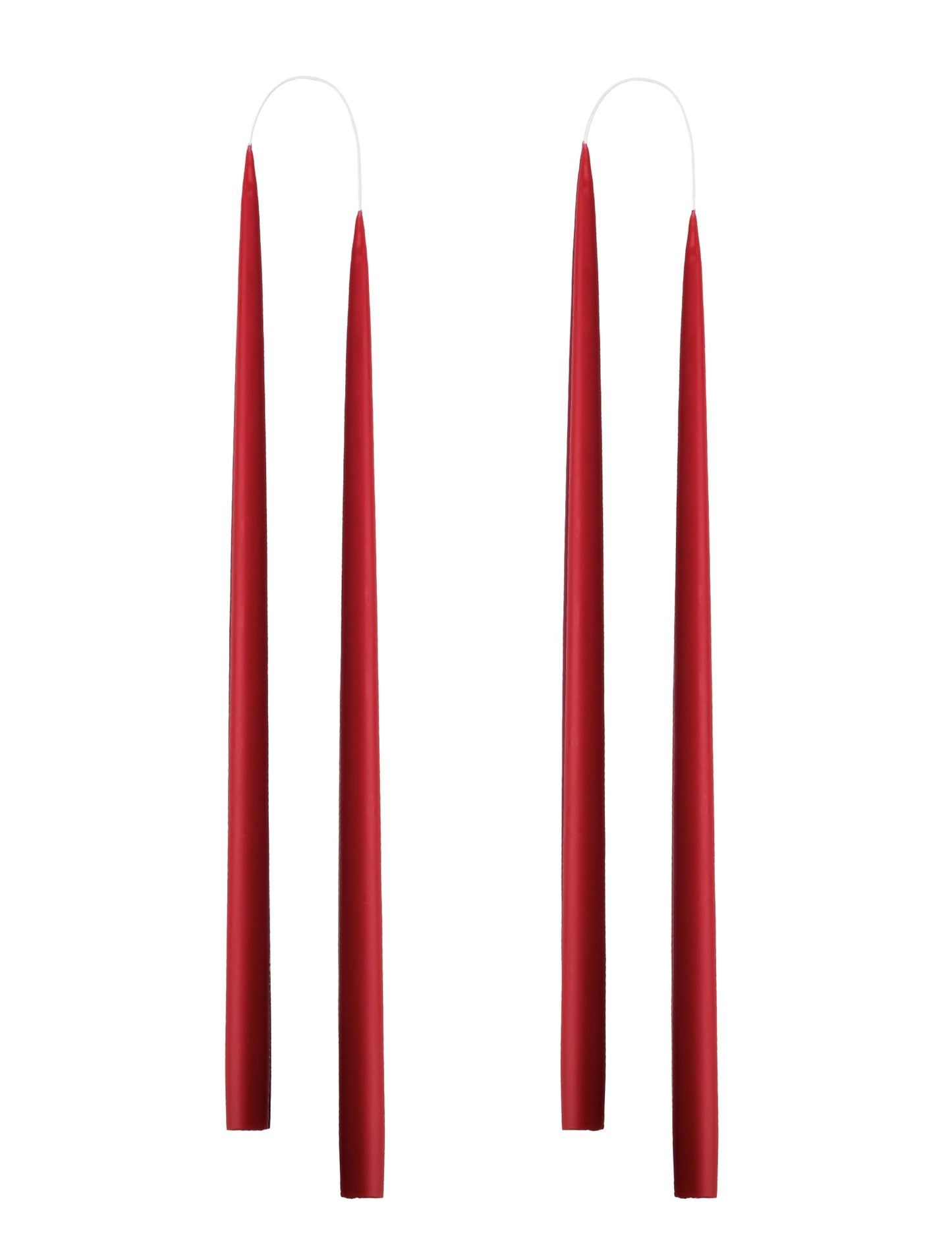 Von Hand getauchte, gefärbte Kerze, im 4er-Pack – 2,2 cm x 45 cm – Dunkelrot #11