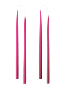 Hand dipped, dyed candle, in 4 pack - 2.2 cm x 45 cm - Cerise #19