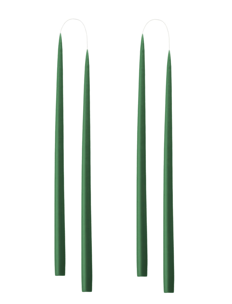 Hand dipped, dyed candle, in 4 pack - 2.2 cm x 45 cm - Forest Green #32