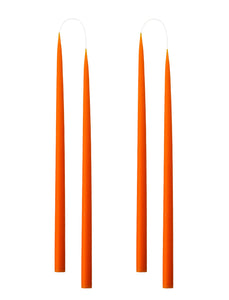 Hand dipped, dyed candle, in 4 pack - 2.2 cm x 45 cm - Orange #41
