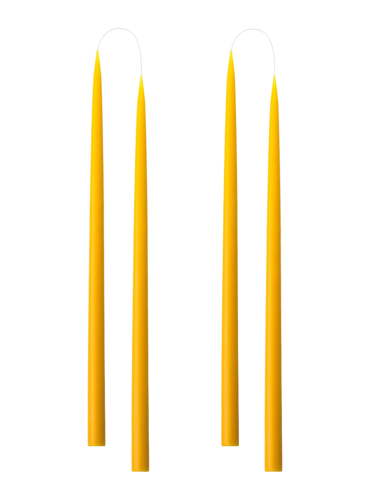 Von Hand getauchte, gefärbte Kerze, im 4er-Pack – 2,2 cm x 45 cm – Gelb #51