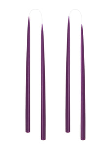 Von Hand getauchte, gefärbte Kerze, im 4er-Pack – 2,2 cm x 45 cm – Violett/Weihnachtslila #77