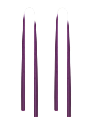Hand dipped, dyed candle, in 4 pack - 2.2 cm x 45 cm - Violet/Julelilla #77
