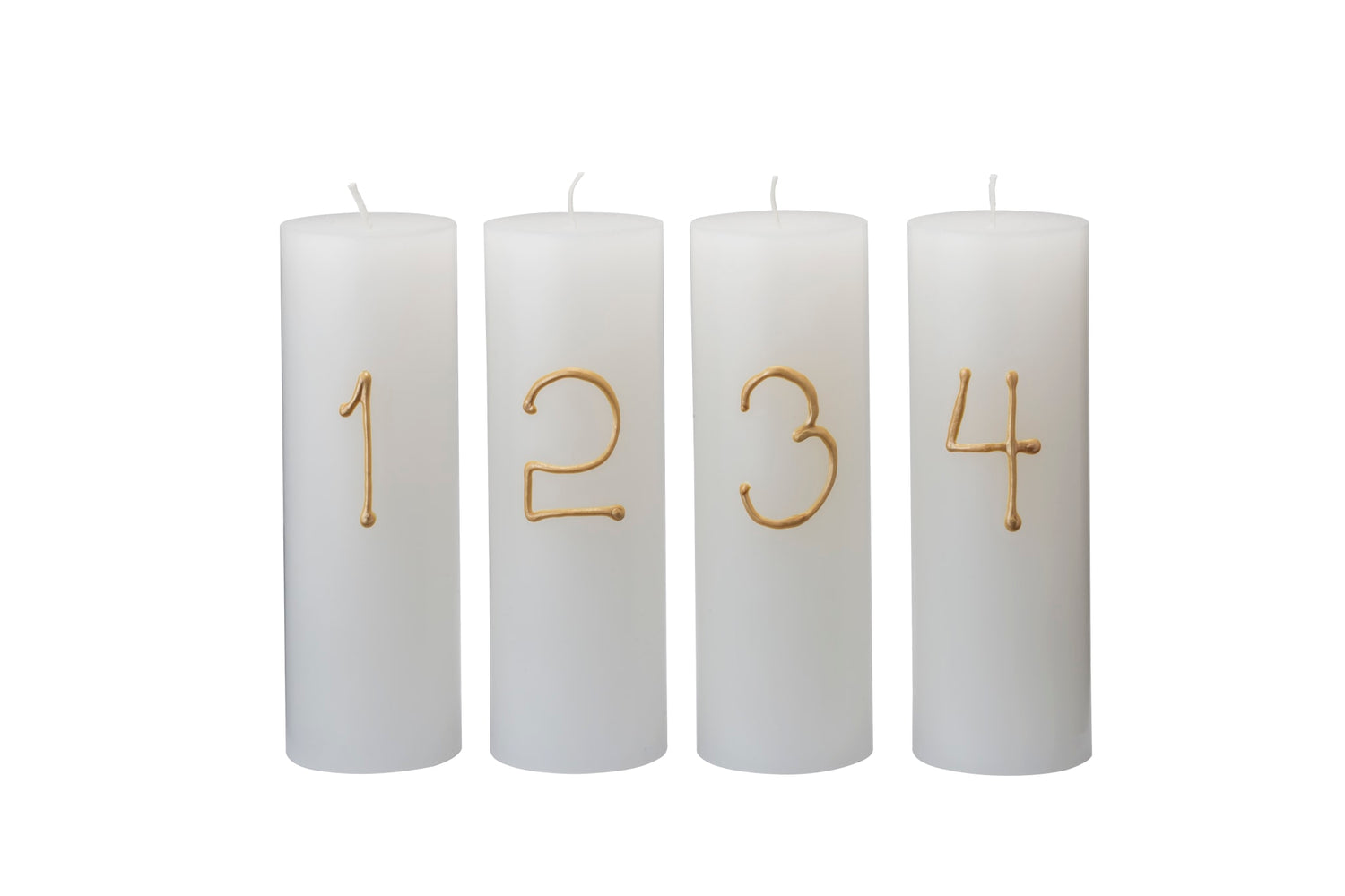 Advent Candles, set of 4 candles, Ø=6 cm, EN 15426 - Gold